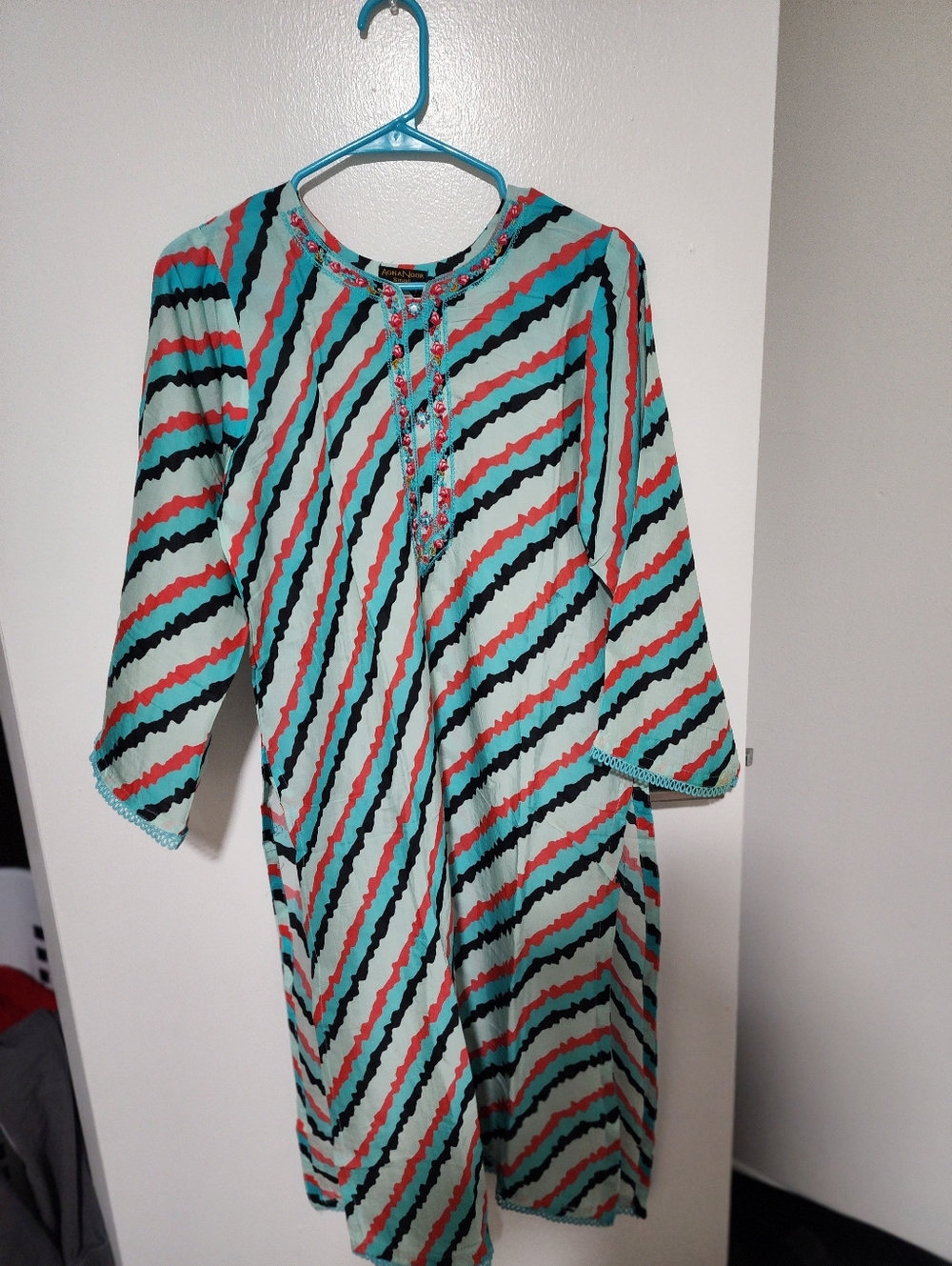 Agha Noor Embroidered Cotton Kurta Small Size Pakistani Designer Bust 38
